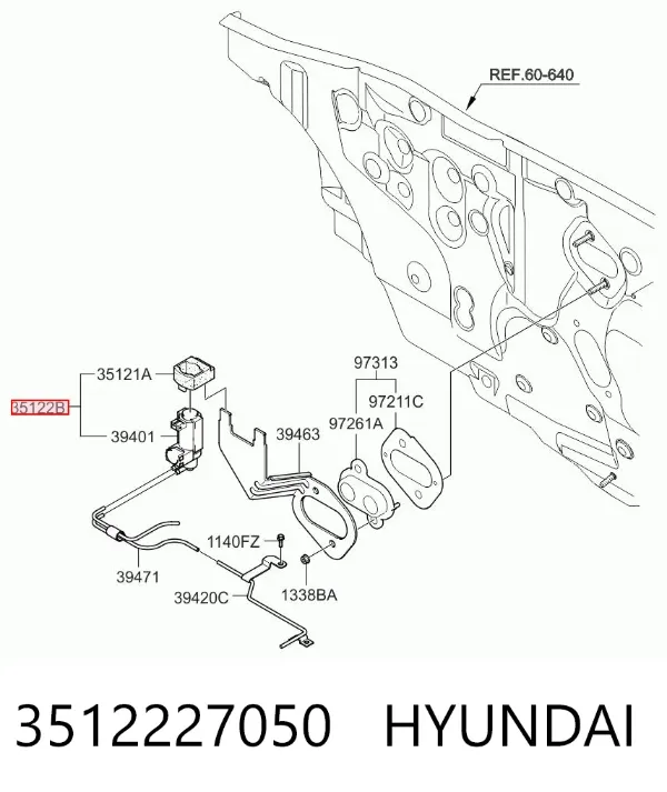Клапан преобразователь давления наддува (соленоид) 3512227050 Hyundai/Kia
