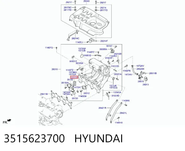 Прокладка регулятора холостого хода 3515623700 Hyundai/Kia