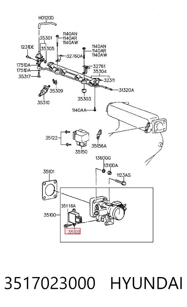 Датчик дроссельной заслонки 3517023000 Hyundai/Kia