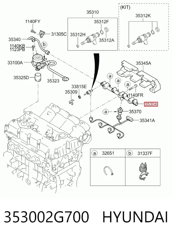 Распределитель топлива (рампа) 353002G700 Hyundai/Kia