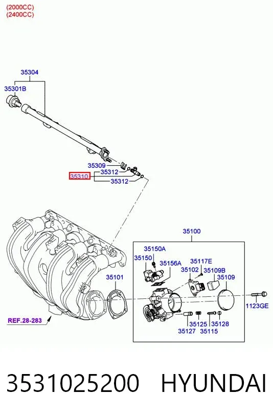 Топливные форсунки 3531025200 Hyundai/Kia