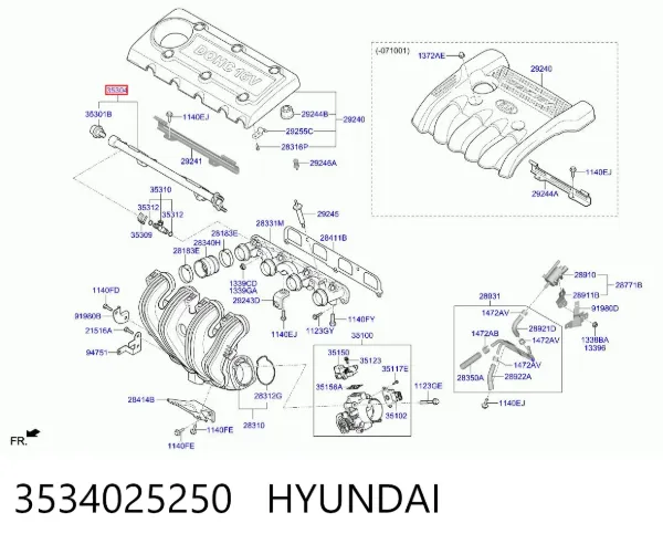 Распределитель топлива (рампа) 3534025250 Hyundai/Kia