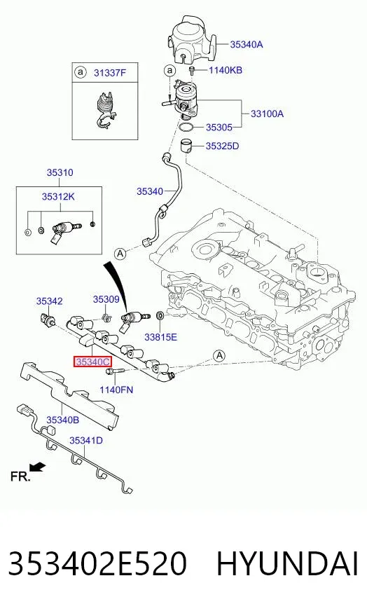 Распределитель топлива (рампа) 353402E520 Hyundai/Kia
