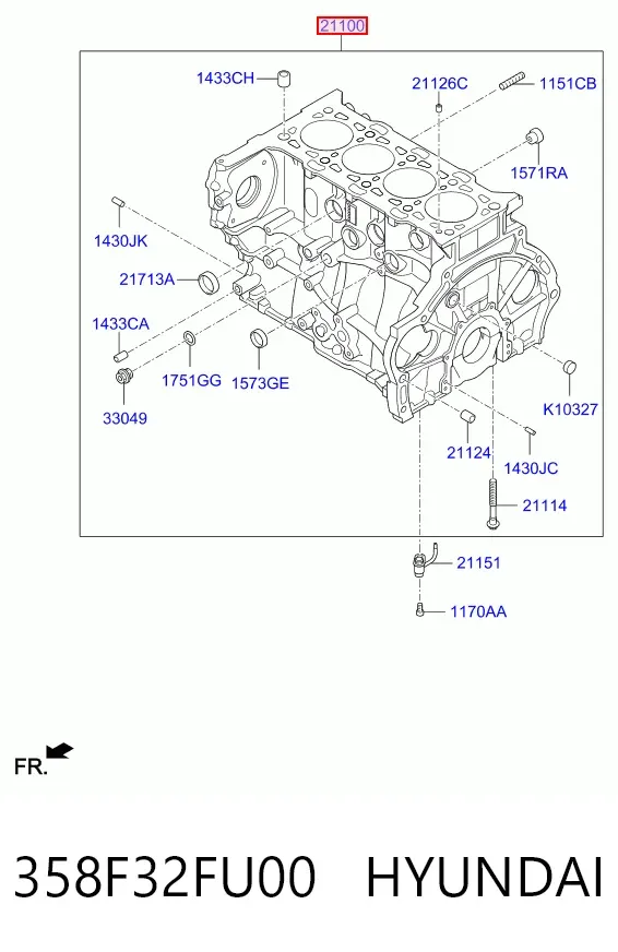 Блок цилиндров двигателя 358F32FU00 Hyundai/Kia