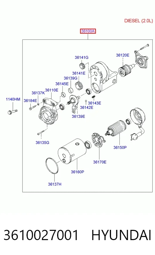 Стартер 3610027001 Hyundai/Kia