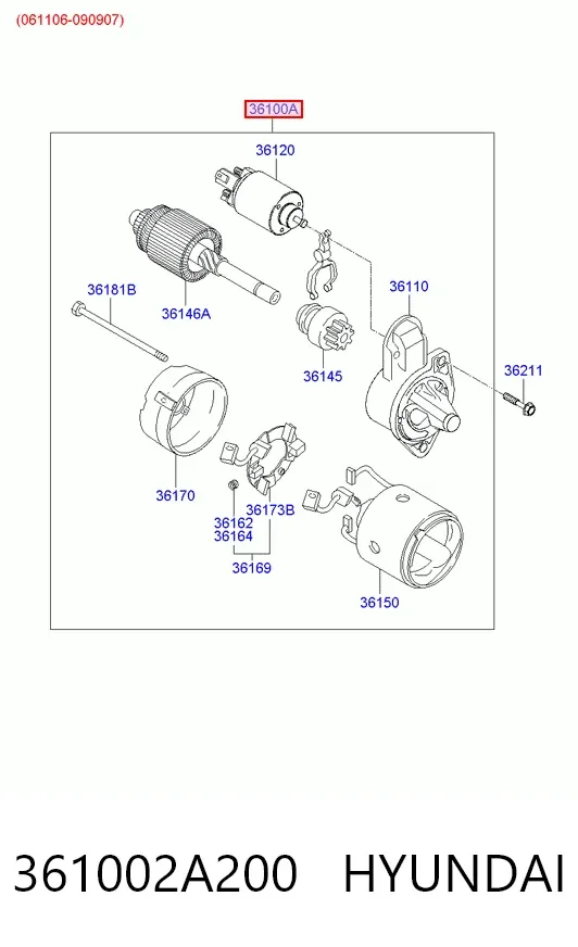 Стартер 361002A200 Hyundai/Kia