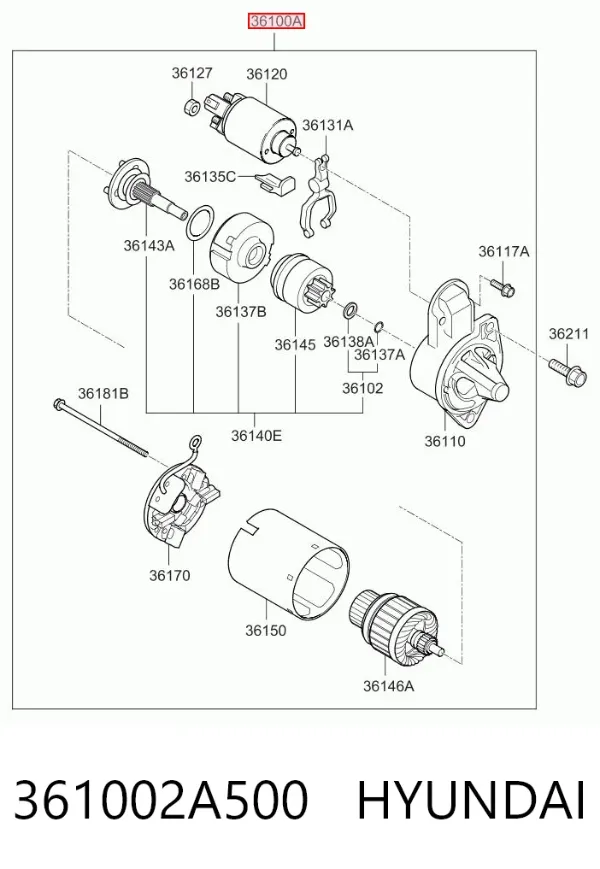 Стартер 361002A500 Hyundai/Kia