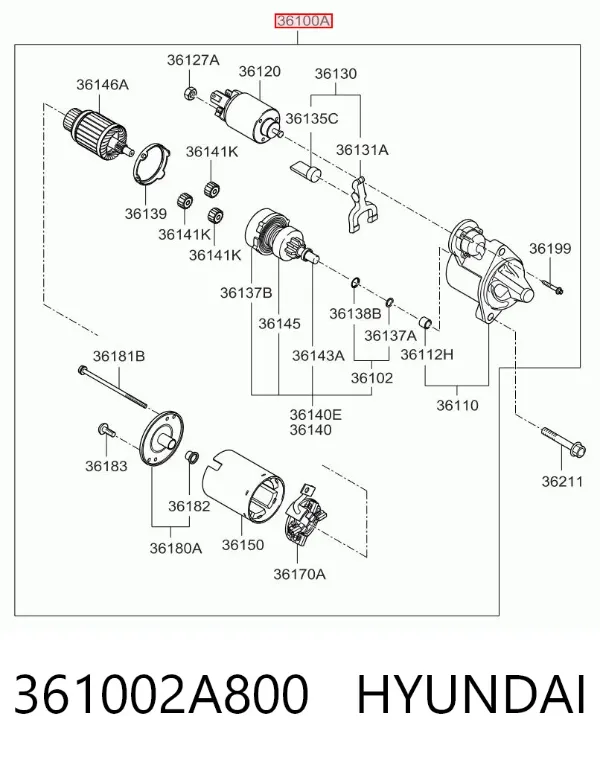 Стартер 361002A800 Hyundai/Kia