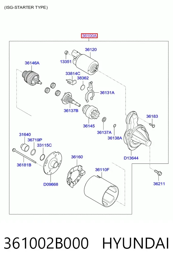 Стартер 361002B000 Hyundai/Kia