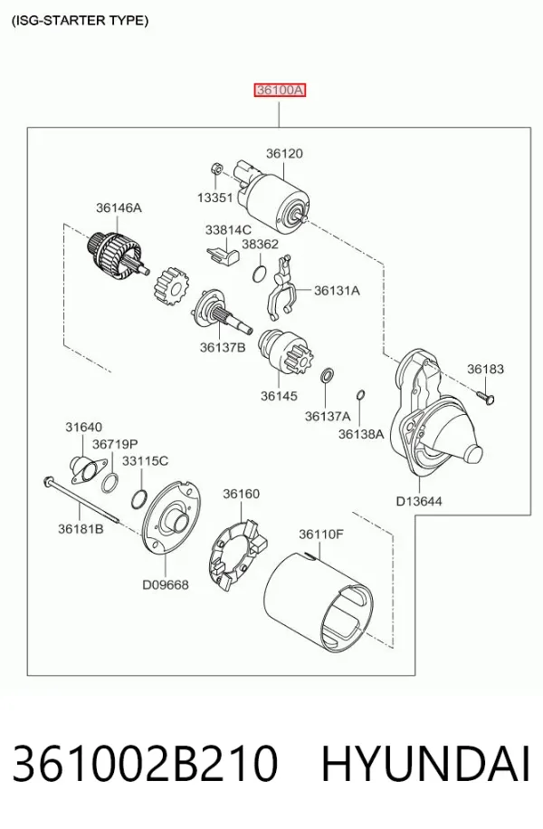 Стартер 361002B210 Hyundai/Kia