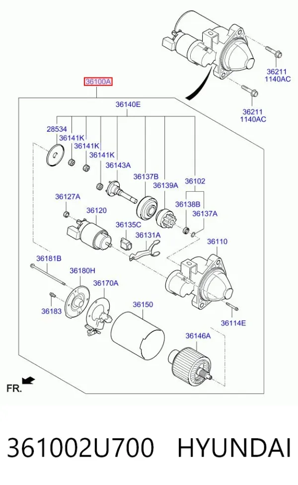 Стартер 361002U700 Hyundai/Kia