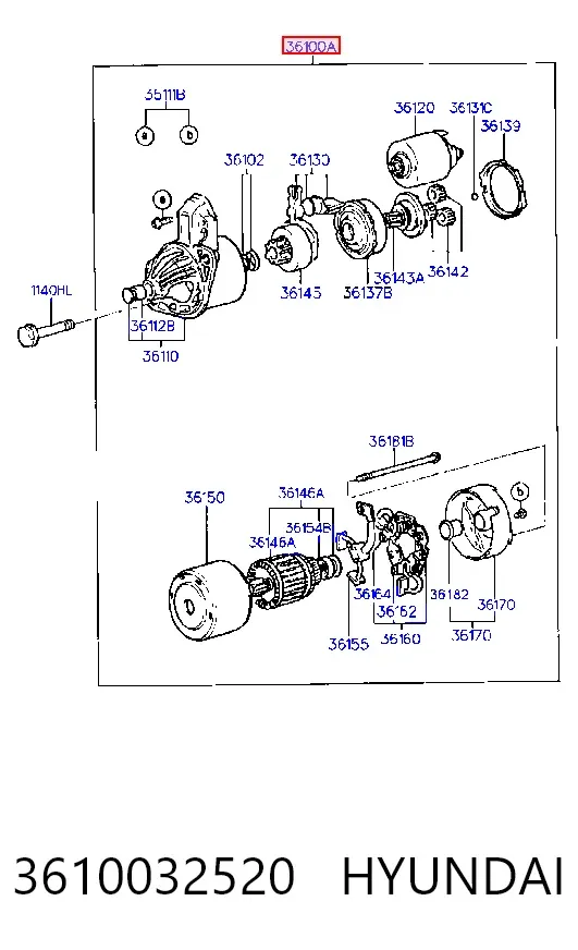 Стартер 3610032520 Hyundai/Kia
