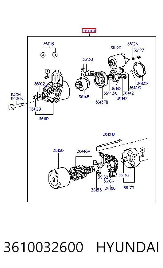 Стартер 3610032600 Hyundai/Kia