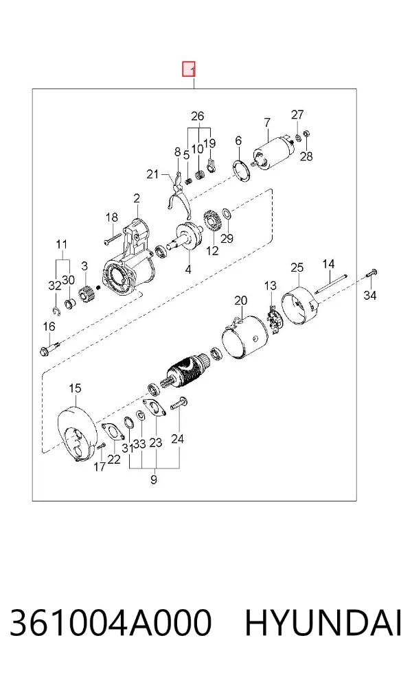 Стартер 361004A000 Hyundai/Kia