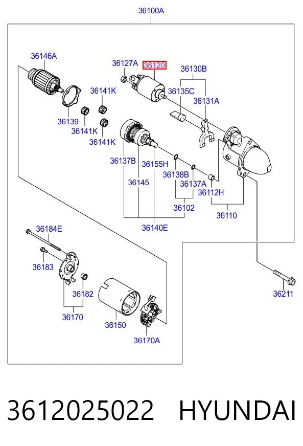 Втягивающее реле стартера 3612025022 Hyundai/Kia