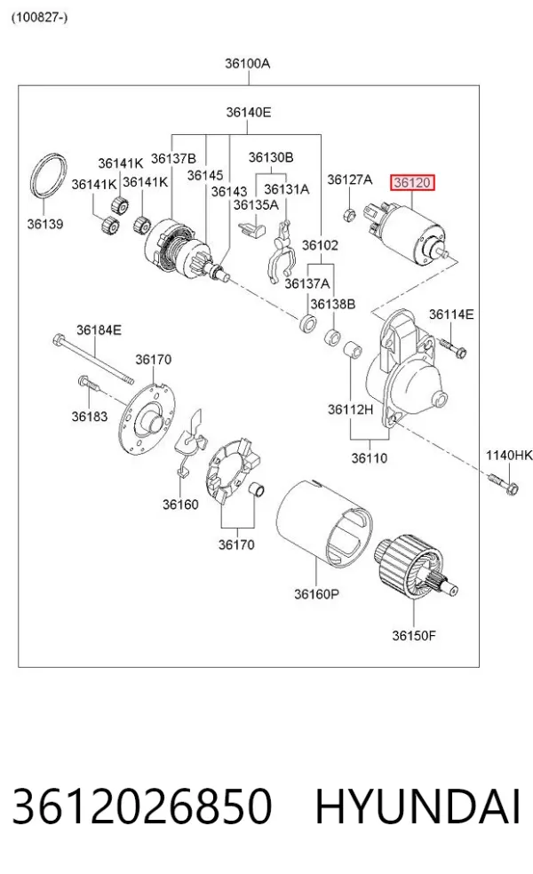 Втягивающее реле стартера 3612026850 Hyundai/Kia