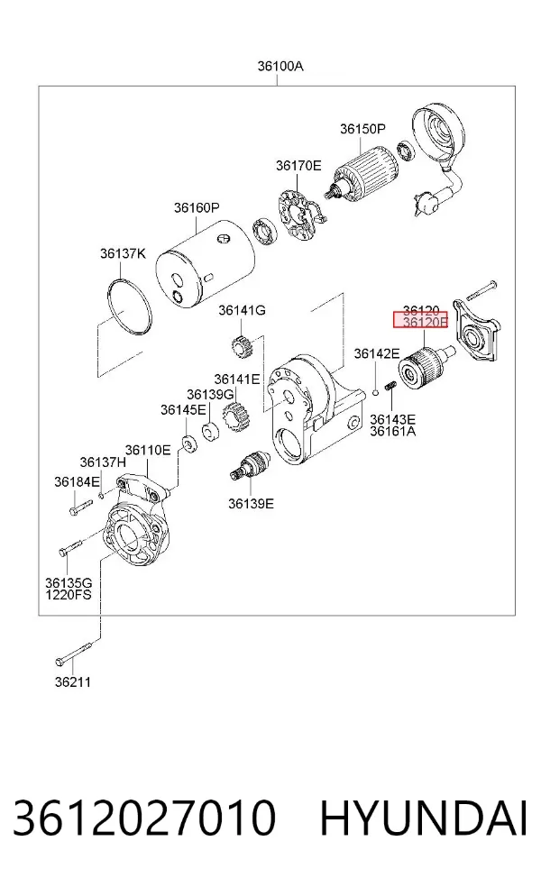 Втягивающее реле стартера 3612027010 Hyundai/Kia