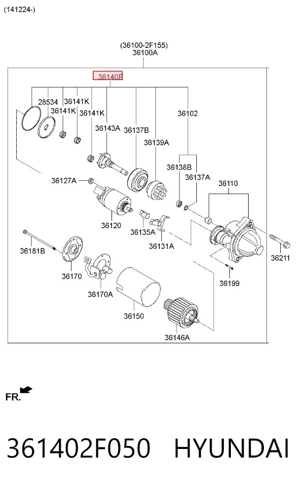 Бендикс стартера 361402F050 Hyundai/Kia