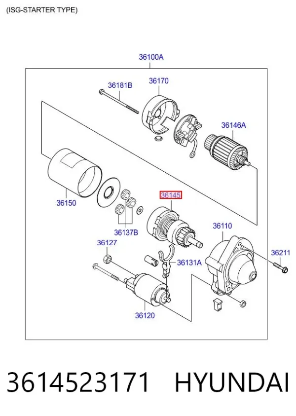 Бендикс стартера 3614523171 Hyundai/Kia