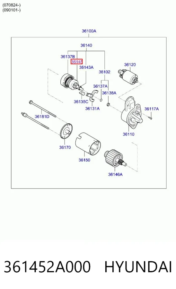 Бендикс стартера 361452A000 Hyundai/Kia