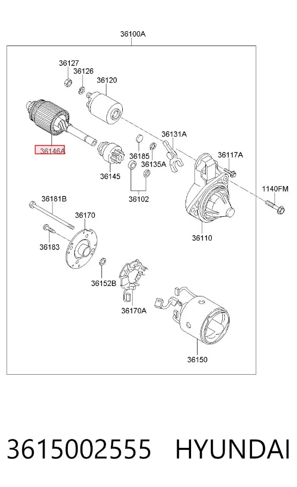 Якорь стартера 3615002555 Hyundai/Kia