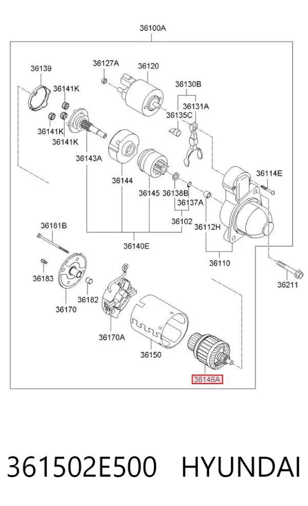 Якорь стартера 361502E500 Hyundai/Kia