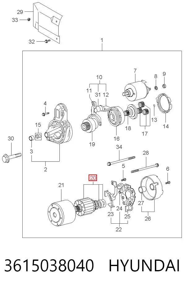 Якорь стартера 3615038040 Hyundai/Kia