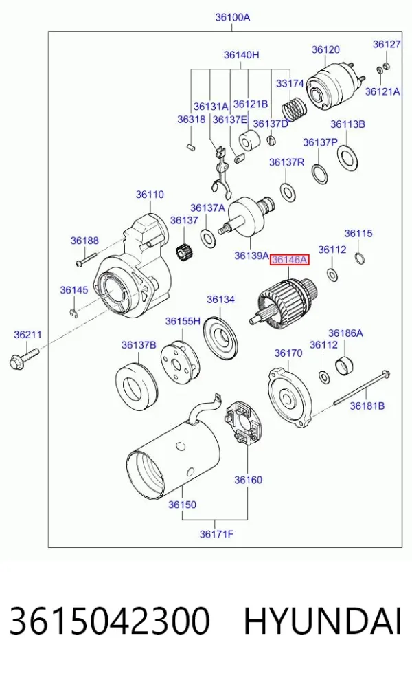 Якорь стартера 3615042300 Hyundai/Kia