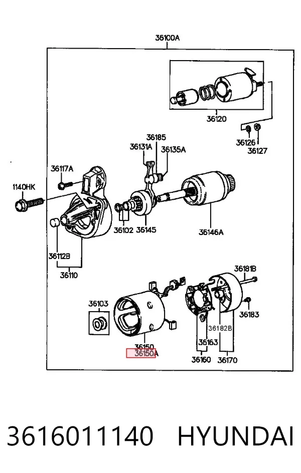 Стартер 3616011140 Hyundai/Kia