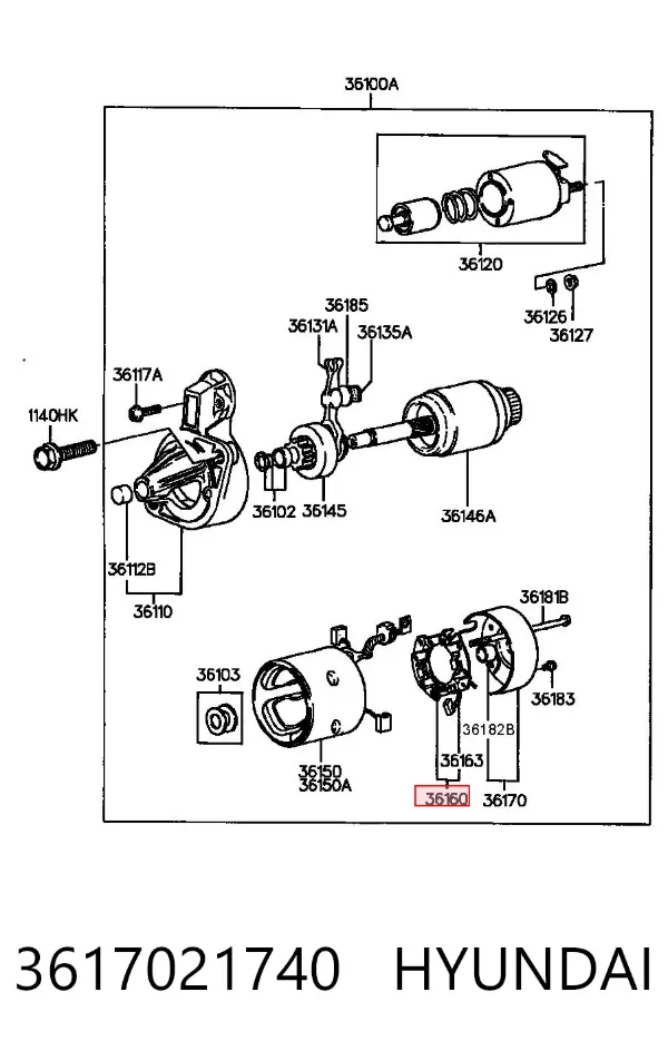 Щеткодержатель стартера 3617021740 Hyundai/Kia