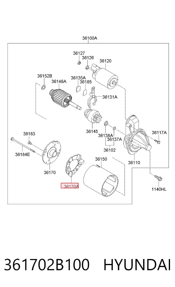 Щеткодержатель стартера 361702B100 Hyundai/Kia
