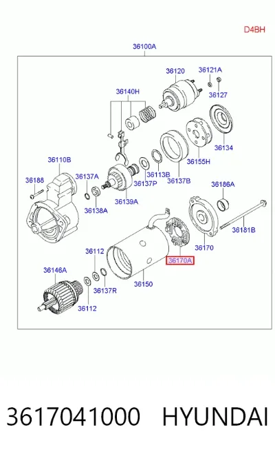 Щеткодержатель стартера HYUNDAI 3617041000
