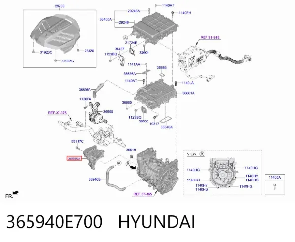 Кронштейн подушки (опоры) двигателя правой 365940E700 Hyundai/Kia