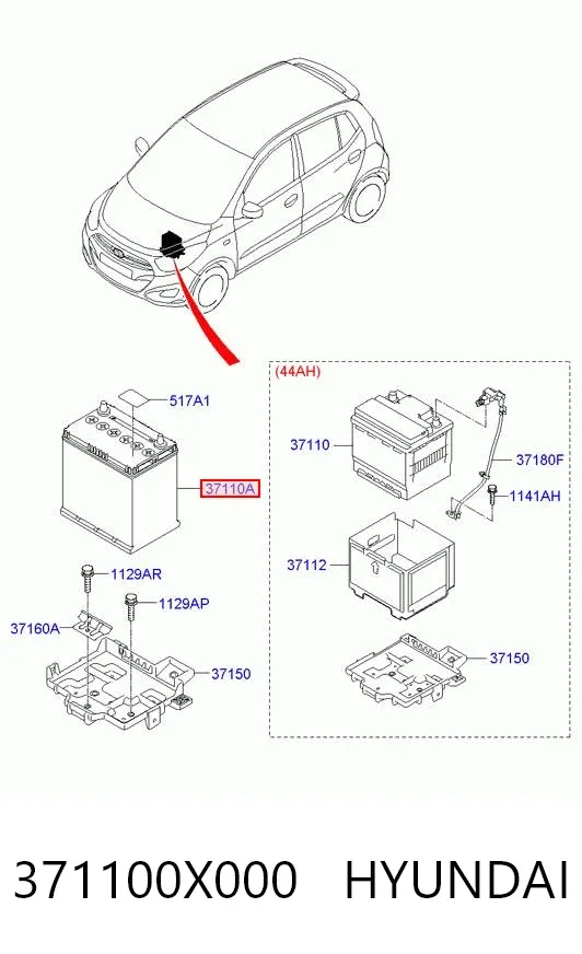 Аккумулятор 371100X000 Hyundai/Kia