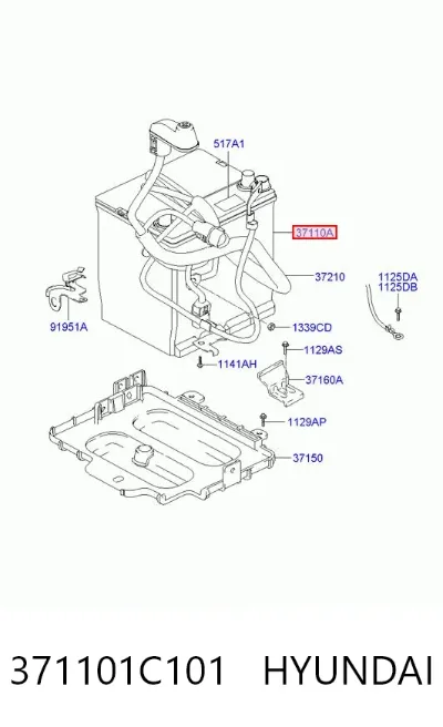 Аккумулятор автомобильный Хёндэ 53 А/ч 12 В (371101C101)
