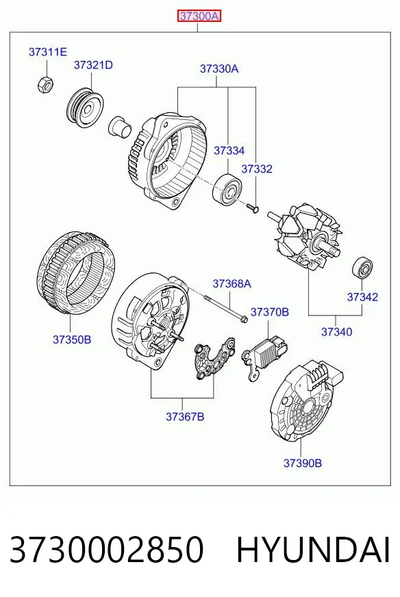 Генератор 3730002850 Hyundai/Kia