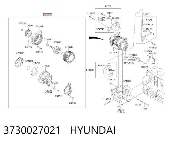 Генератор 3730027021 Hyundai/Kia