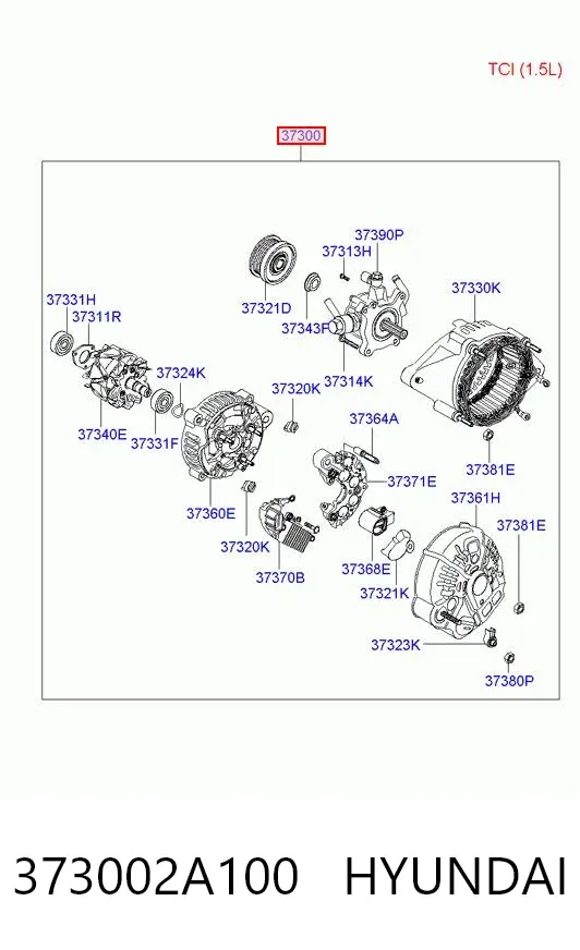 Генератор 373002A100 Hyundai/Kia