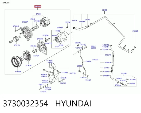 Генератор 3730032354 Hyundai/Kia
