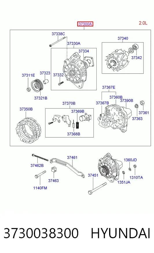 Генератор 3730038300 Hyundai/Kia