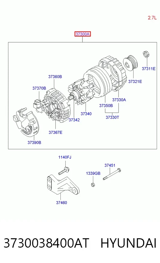 Генератор 3730038400AT Hyundai/Kia