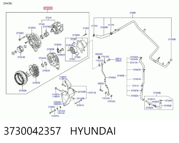 Генератор 3730042357 Hyundai/Kia