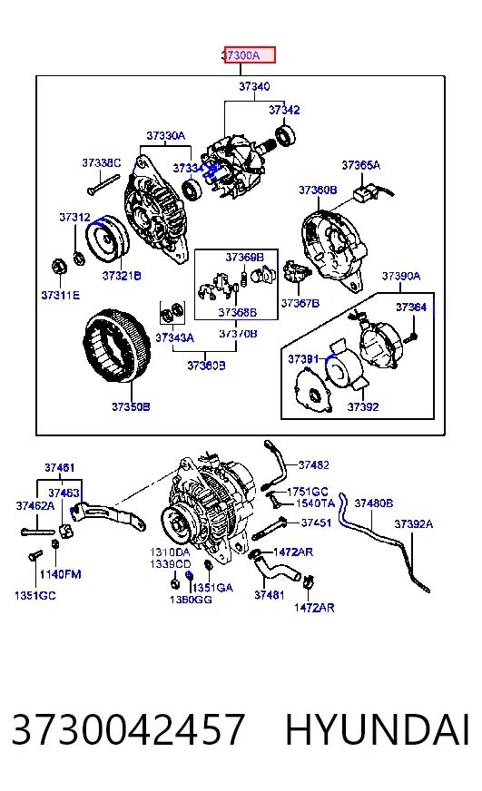 Генератор 3730042457 Hyundai/Kia