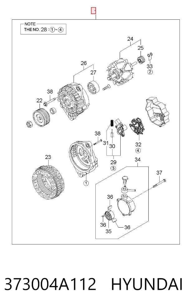 Генератор 373004A112 Hyundai/Kia