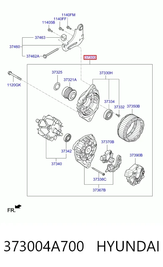 Генератор 373004A700 Hyundai/Kia