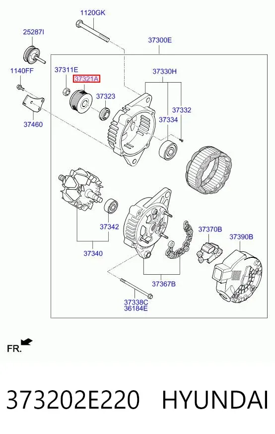 Шкив генератора 373202E220 Hyundai/Kia