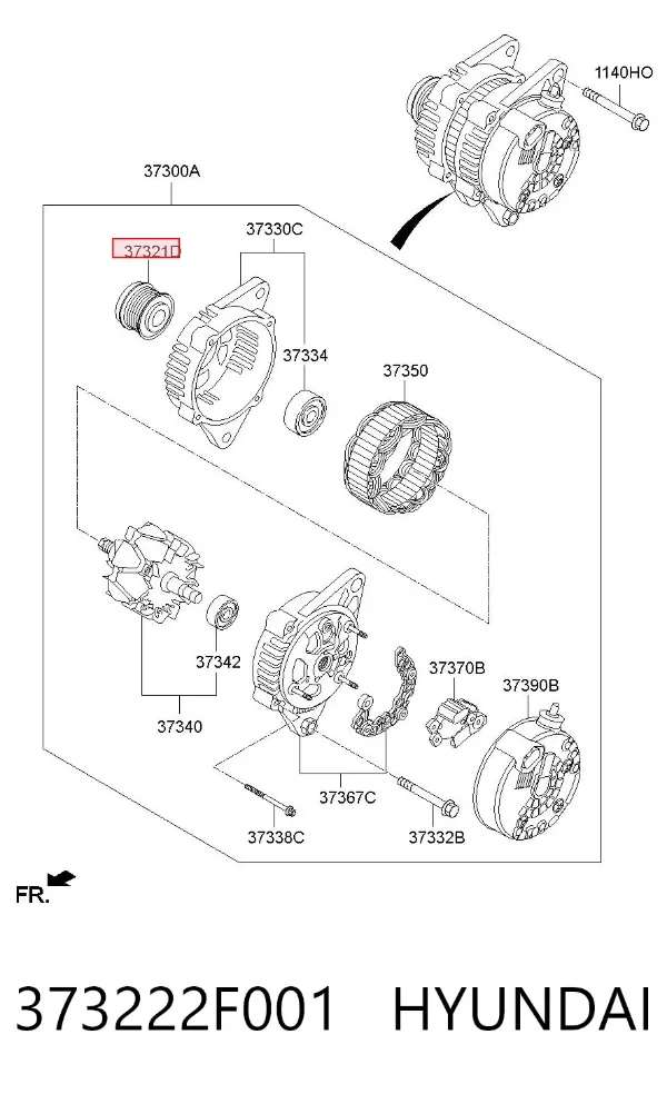Шкив генератора 373222F001 Hyundai/Kia