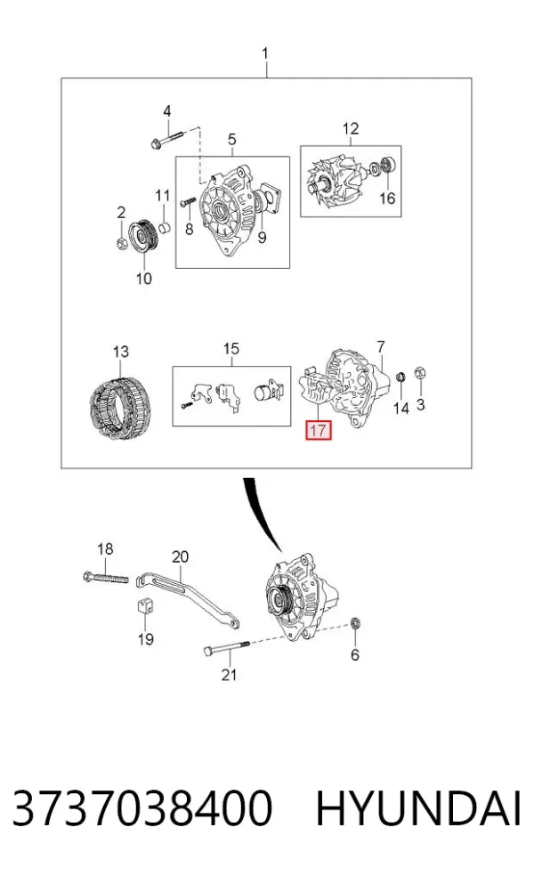 Реле генератора 3737038400 Hyundai/Kia