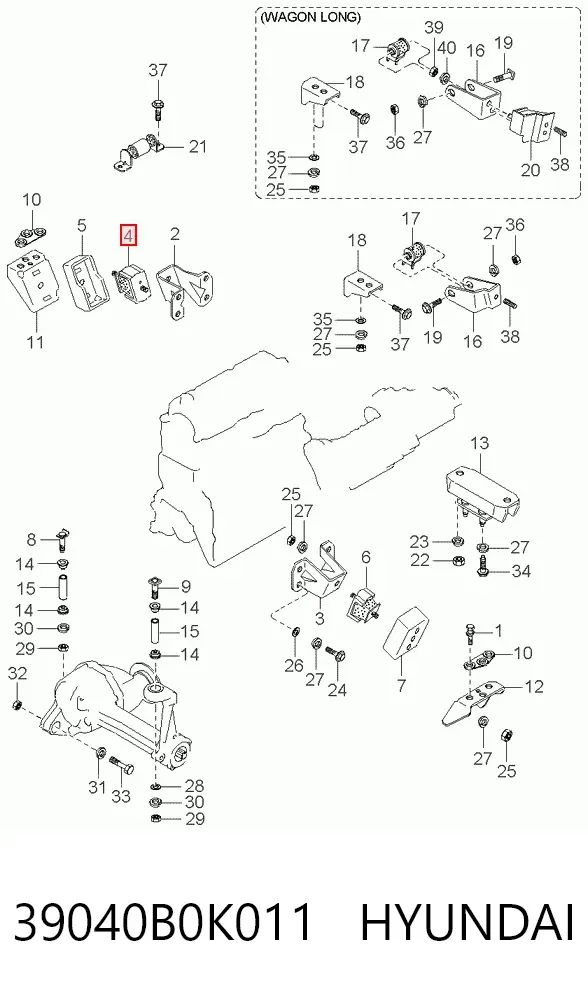Подушка (опора) двигателя правая передняя 39040B0K011 Hyundai/Kia