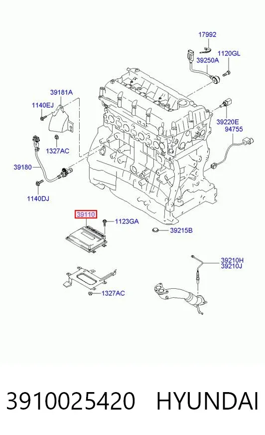Блок управления двигателем 3910025420 Hyundai/Kia